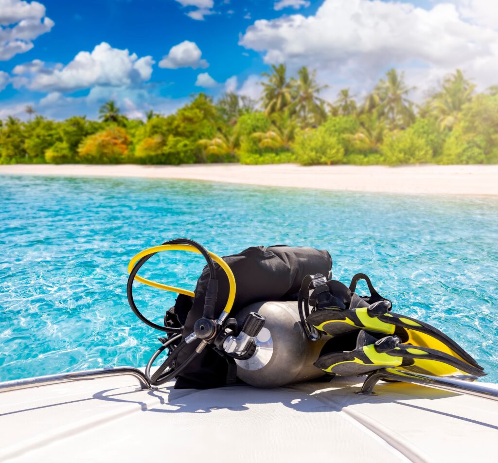 scuba gear on a boat