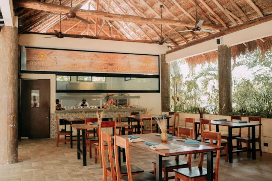 Jungle-set dining terrace at Pischan Restaurant near Coba