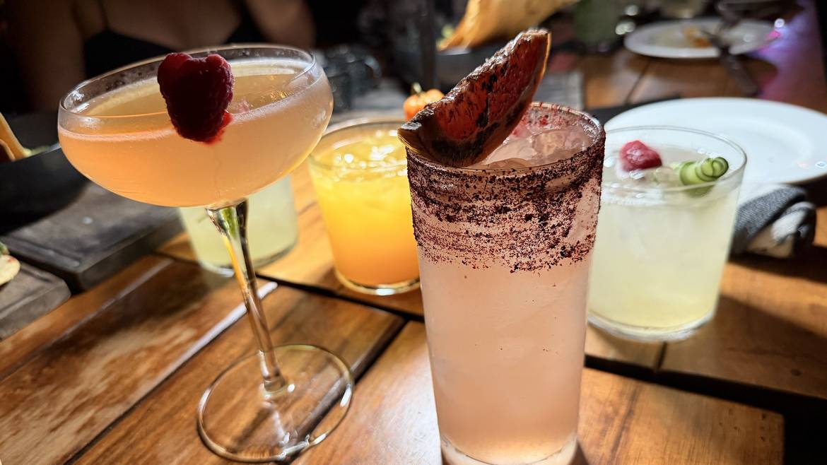 Mezcal cocktails on the table at Gitano Jungle Tulum